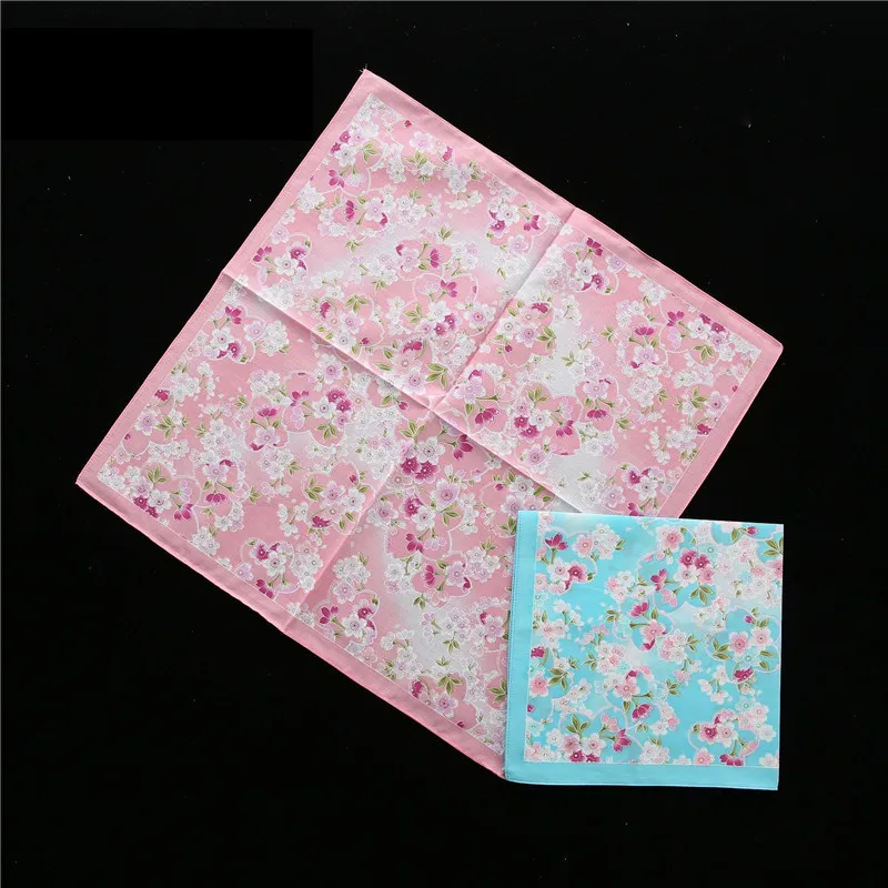 3Pcs 43x43cm Pure Cotton Japanese Korean Style Flower Printed Women Handkerchiefs Square Towels Tea Party Favors For Ladies