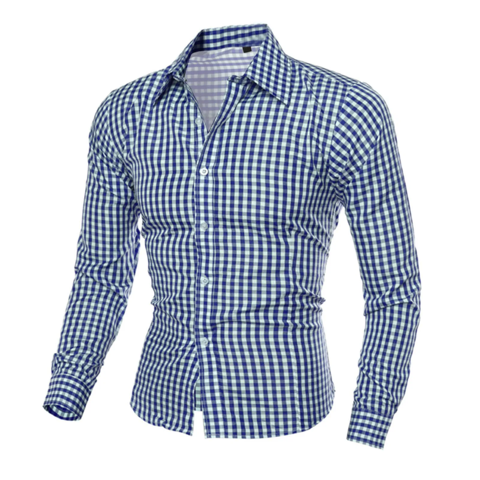 Plaid Button Shirt Men 2024 Summer New Long Sleeve Slim Fit Mens Dress Shirts Casual Checks Gingham Self Cultivation Shirt