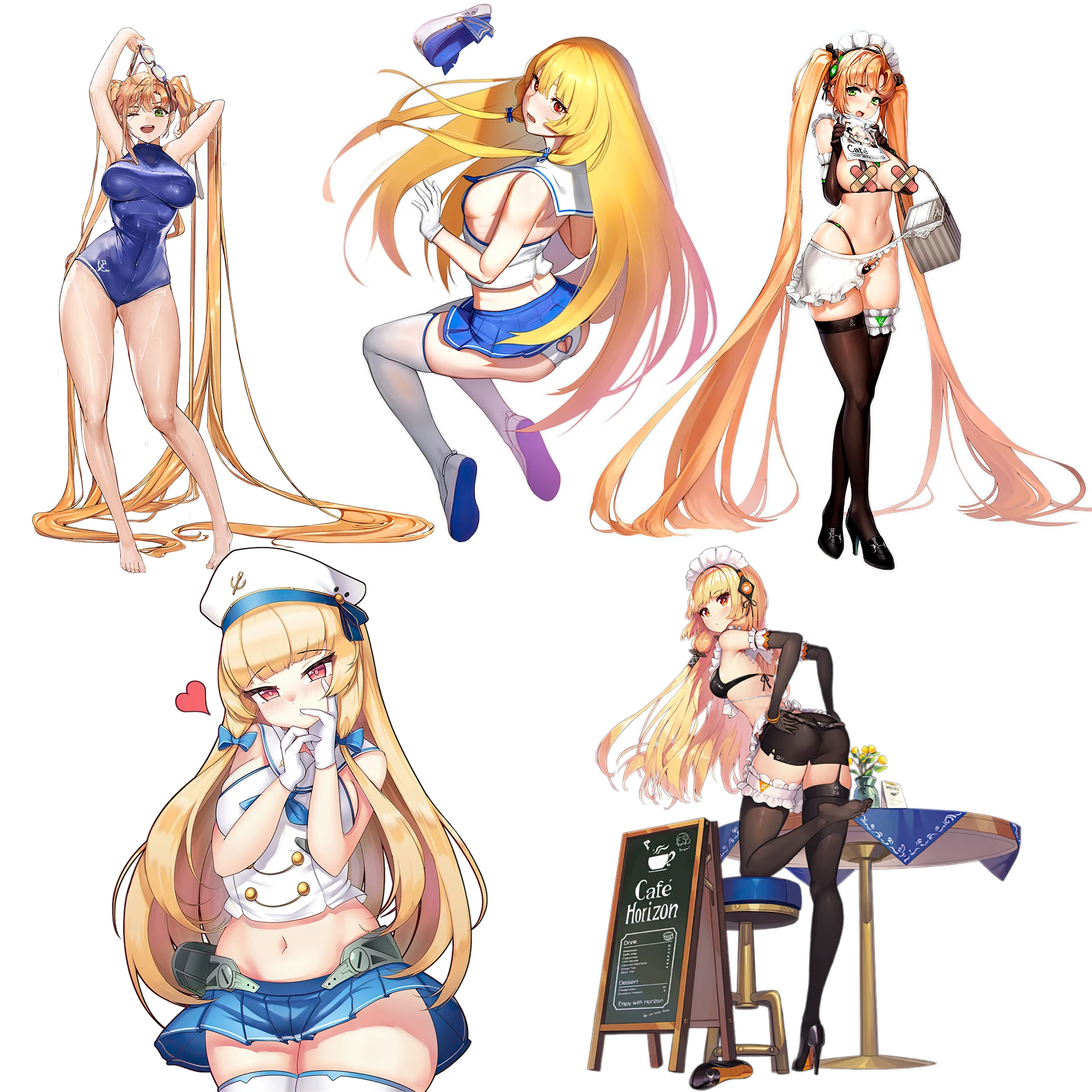 Three Ratels CK27 Last origin blonde double ponytail sailor suit Lori HD pure animation vertical painting sticker