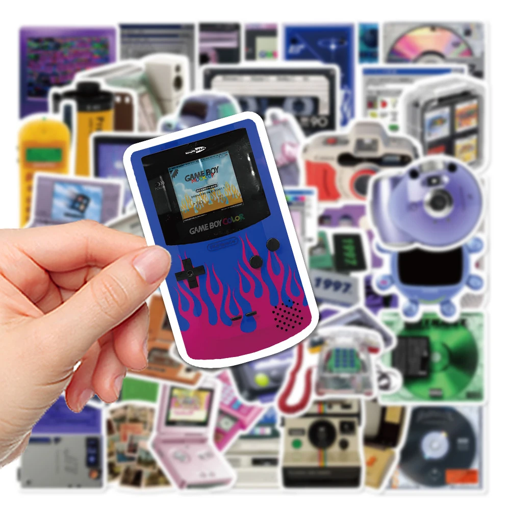 10/30/50pcs Retro CD Camera Equipment Cartoon Stickers Aesthetic DIY Graffiti Phone Skateboard Laptop Waterproof Vintage Sticker