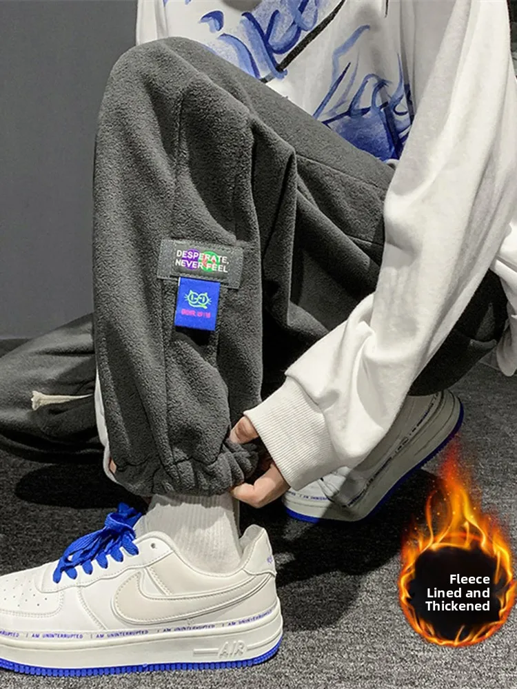 

Мужские зимние брюки в американском ретро-стиле, утепленные, свободного кроя, спортивные, длинные, молодежные, прямые, в стиле Vitali Sle