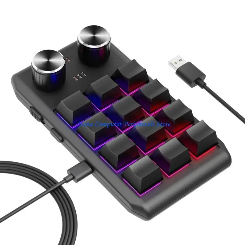 F68C Ergonomic One-Handed Mechanical Keyboard with 12 Keys and RGB Lighting