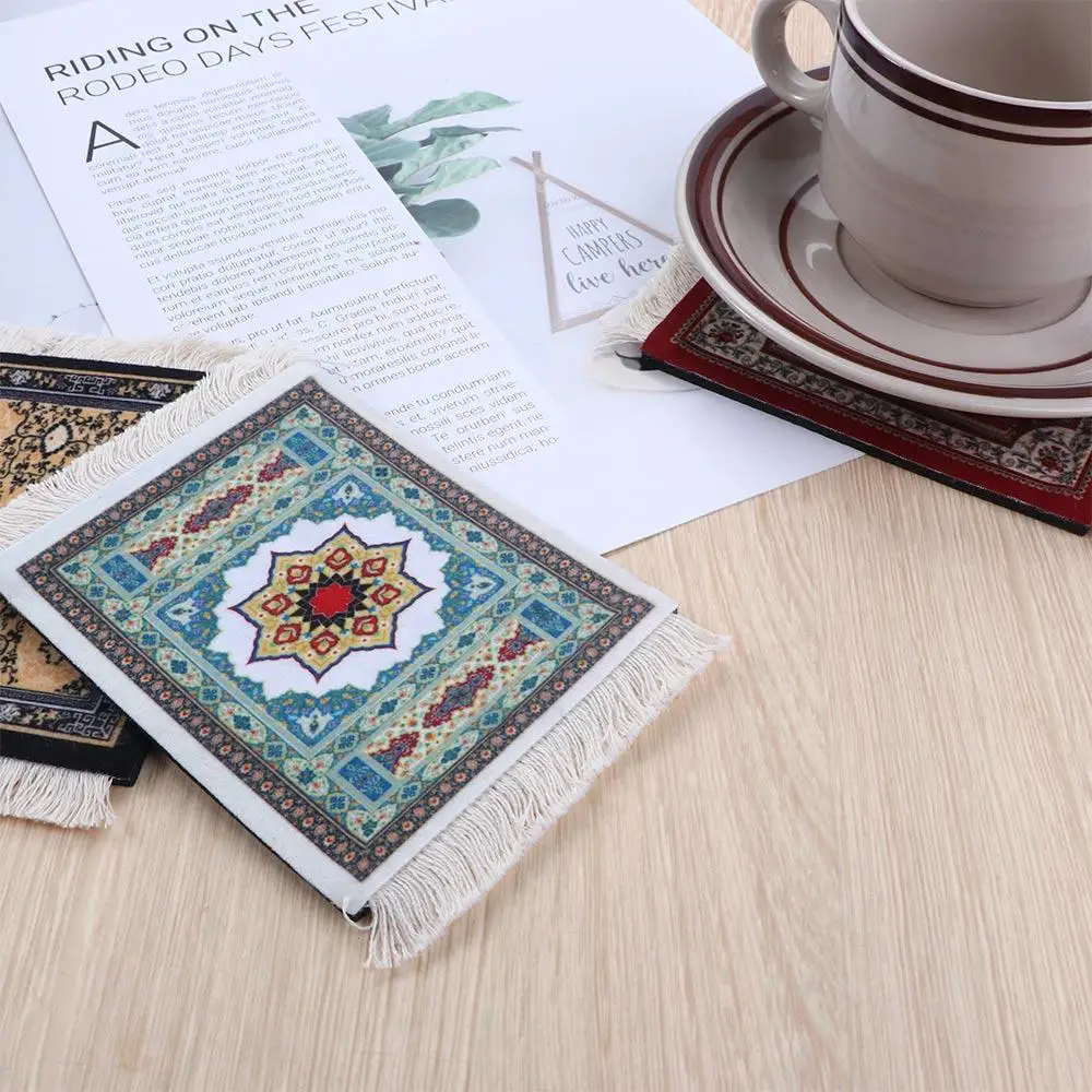 Heat-resistant Photo Props Retro Pattern kitchen accessories Table Decor Persian style Coaster Cup Pads Table Mat Placemat