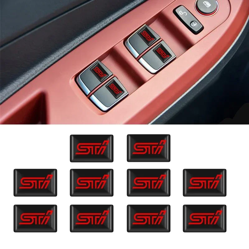 10pcs Car Logo Emblem Auto Interior Button Decorative Sticker for Subaru Forester Impreza Tribeca WRX BRZ XV STI Outback Legacy