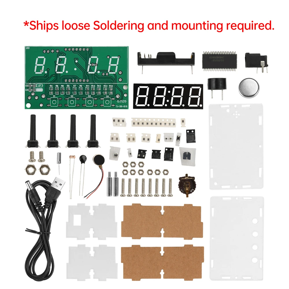 DC5V LED Digital Electronic Clock DIY Kit Instructional Soldering Components Featuring Alarm, Temperature and Countdown Function