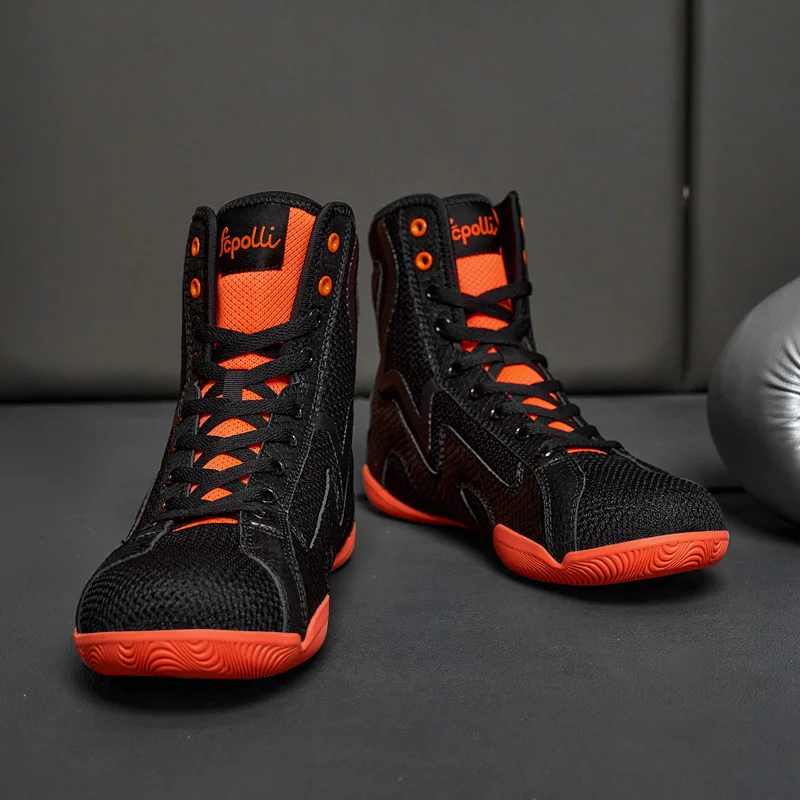 Zapatos de lucha profesional para entrenamiento de hombre, zapatillas de entrenamiento físico para interiores, notas antideslizantes, zapatos de boxeo para partido de lucha