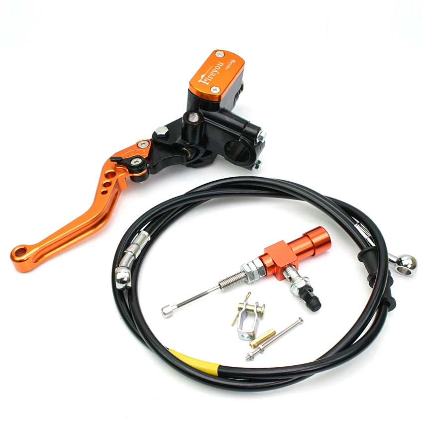 Motorycle Left Hydraulic Clutch Lever Set with 1200mm Brake hose Orange for Pitbike Streetbike Master Cylinder Clutch Left Side