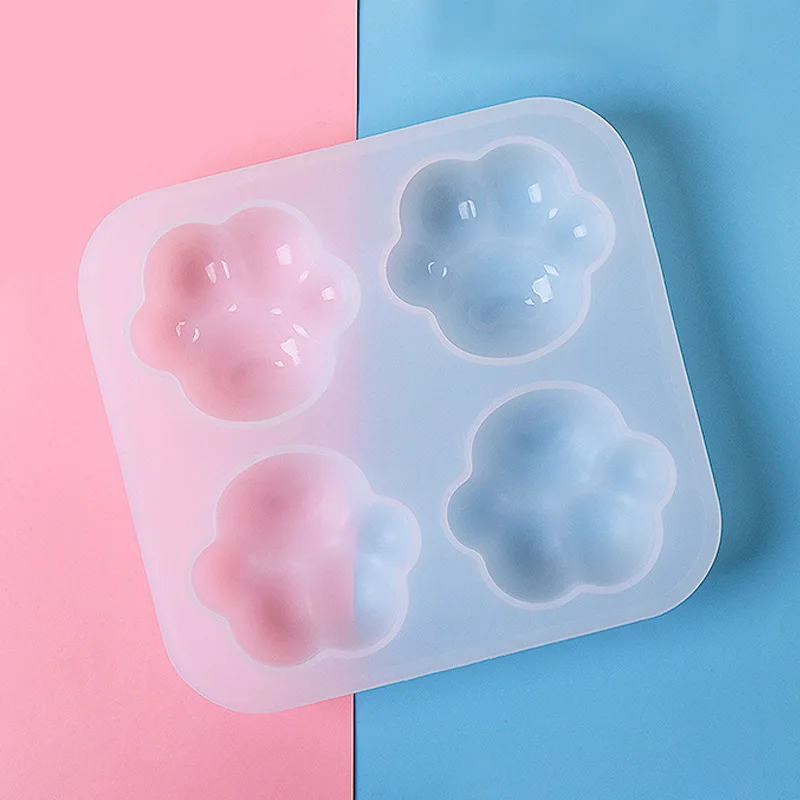 Cat Paw Silicone Mold (4 Cavity) Dog   Animal Clear  for UV Resin Decoden Cabochon DIY  s  Jewelry