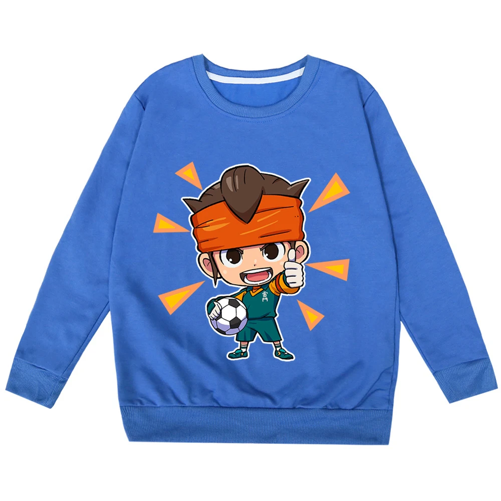 Inazuma Eleven Go Felpe con stampa per ragazzi e ragazze Vestiti Simpatico cartone animato Pullover Felpa a maniche lunghe Girocollo per bambini Top casual