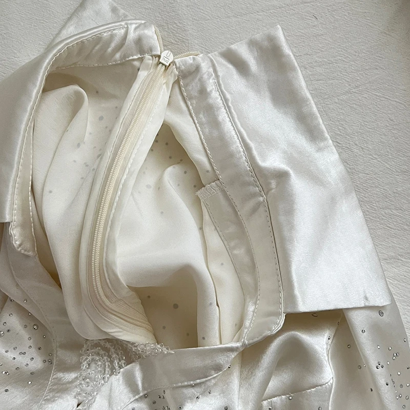 Zip-up shirts jurk elegante lange mouw Koreaanse mode satijnen jurk vrouwelijke 2026 nieuwe lente herfst kralen korte jurk vestidos