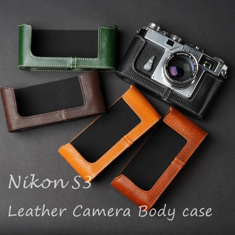 

Handmade Genuine Leather Camera Half Case Cover Camera Bodysuit for Nikon S3 SP S2