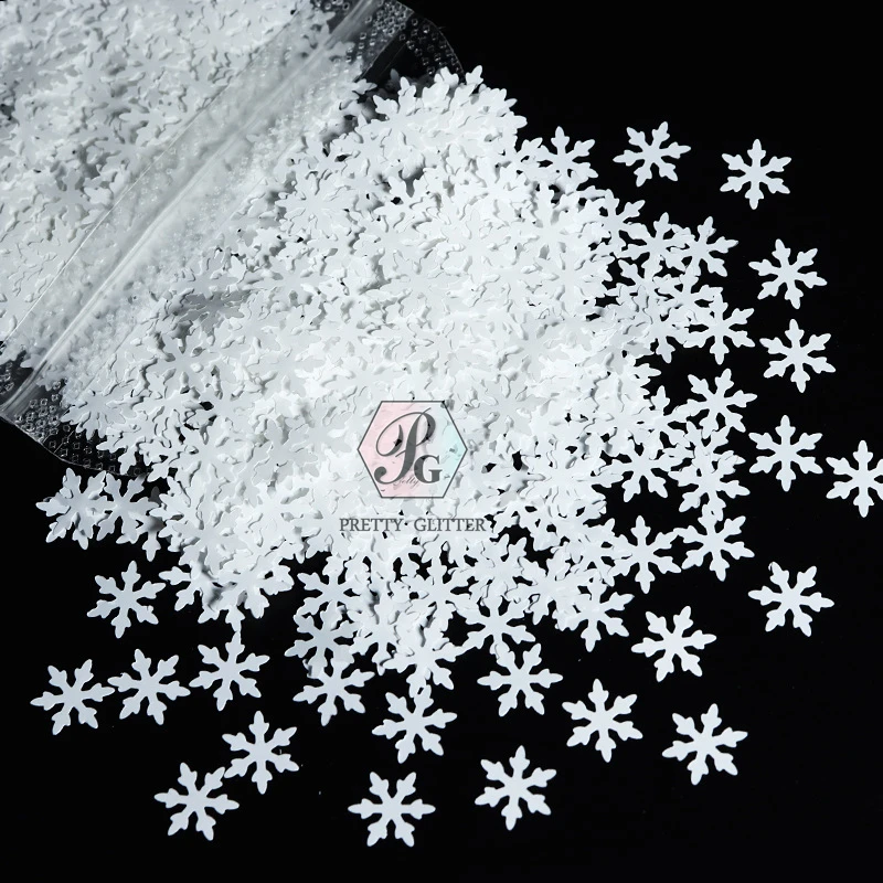 PrettyG Wholesale 9mm Big Snowflake Shape Ultrathin Glitter Sequin Christmas Glitter Flakes For Resin Nail Art DIY Decoration