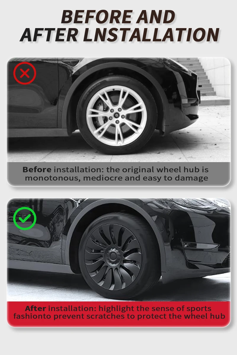 4-teilige Radabdeckung für Tesla Model Y 19 Zoll Performance Automobil Ersatz-Radkappe Vollrandabdeckung Auto-Zubehör 2020-2024 – Detail 8