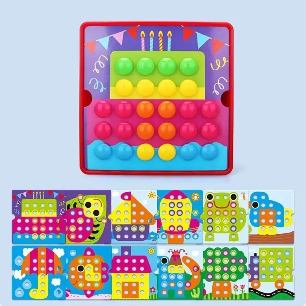 Animal dos desenhos animados cogumelo prego quebra-cabeça brinquedo bonito 3d jigsaw board brinquedo criativo diy cor correspondência quebra-cabeças presente das crianças