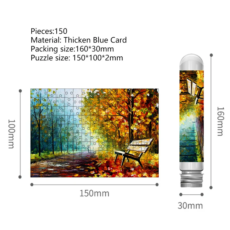 150PCS Mini Test Tube Jigsaw Puzzles Park in Autumn Decompression Toy Fridget Puzzle Game Family Decoration
