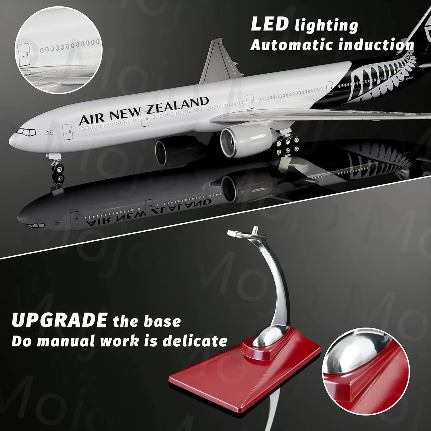 Imagem -04 - Avião Diecast Grande com Luz Led para Coleção Nova Zelândia Modelos de Avião B777 Escala 1:157 47cm