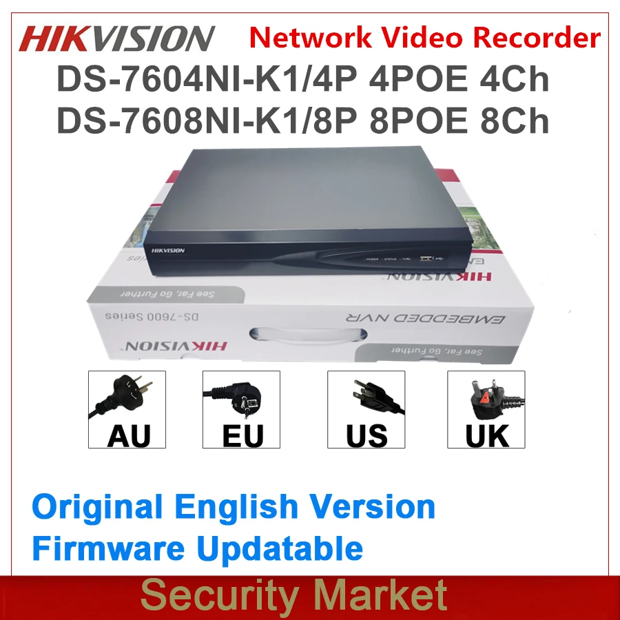 Оригинальный Hikvision DS-7608NI-K1/8P 8-канальный сетевой видеорегистратор 1U 8PoE портов Mini 4K NVR