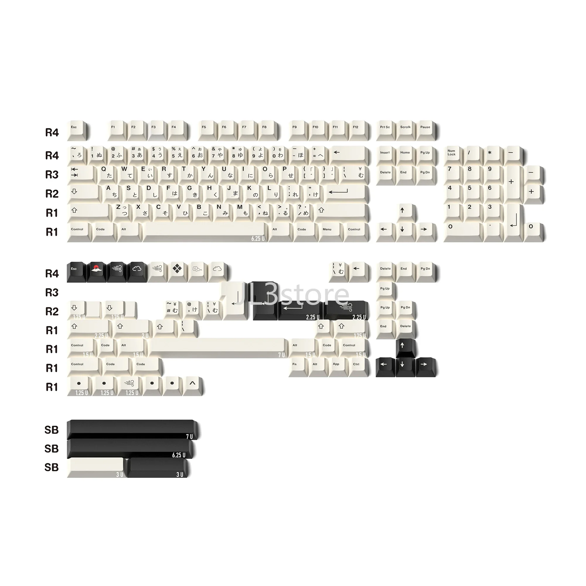 Japanese minimalist white PBT sublimation keycaps, original highly mechanical keyboard keycaps