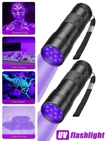 9/12 LED Protable UV Flashlight Black Light 395 NM Ultraviolet Torch Blacklight Detector for Dog Urine Pet Stain and Bed Bug