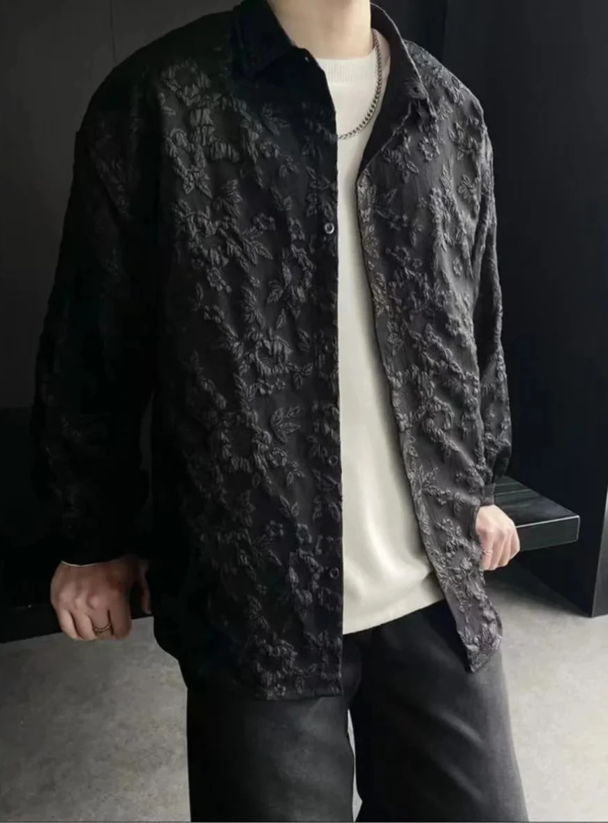 

Мужская рубашка с длинным рукавом, осень-зима, новая свободная удобная модная повседневная рубашка с тиснением в китайском стиле