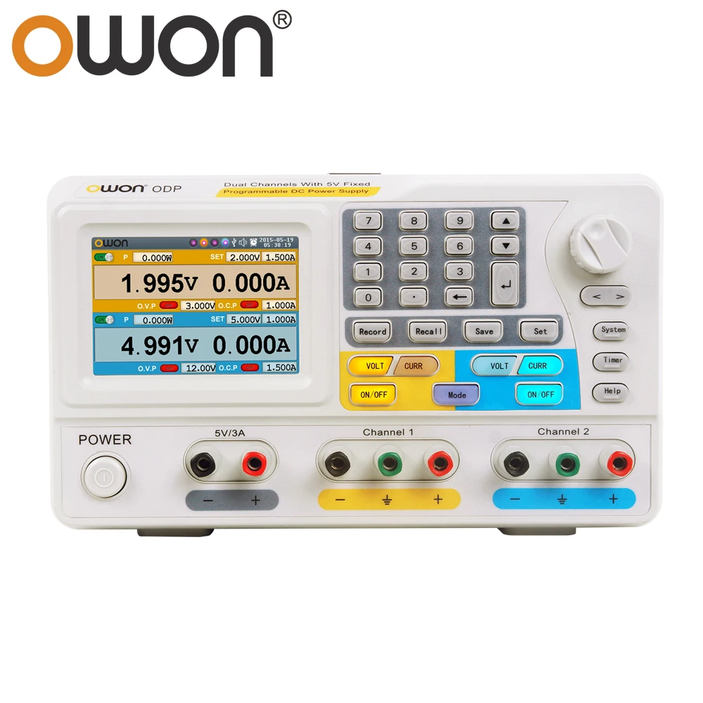 OWON ODP6062 2CH Dual Channel Output Programmable DC Power Supply Independent Controllable 60V/6A 6V/3A Low Ripples 4 inch LCD