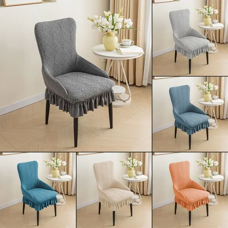 

Jacquard Skirt Chair Cover for Dining Room High Back Elastic Dining Room Chair Kitchen Weddings Banquet Hotel Chair Slipcover