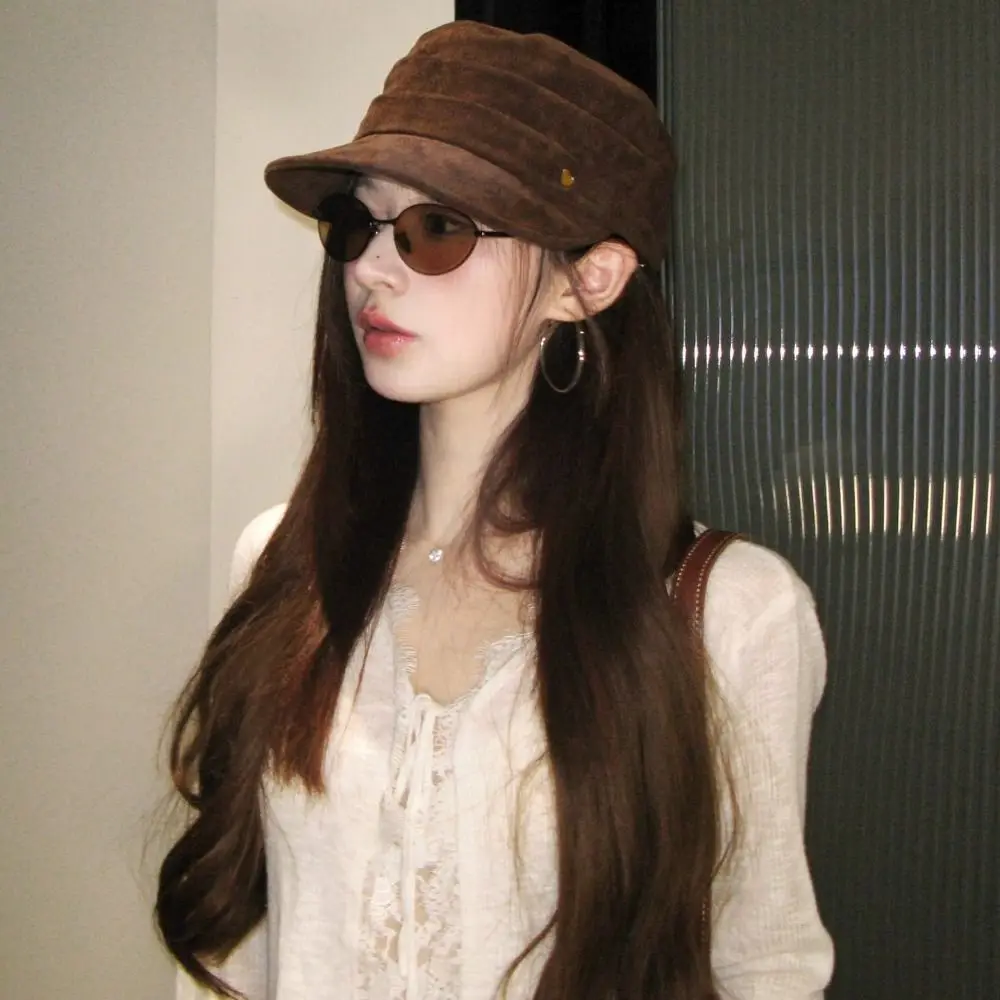 

Retro Korean Style Suede Equestrian Hat Chamois Newsboy Cap Flat Cap Retro Flattop Retro Painter Hat Streetwear