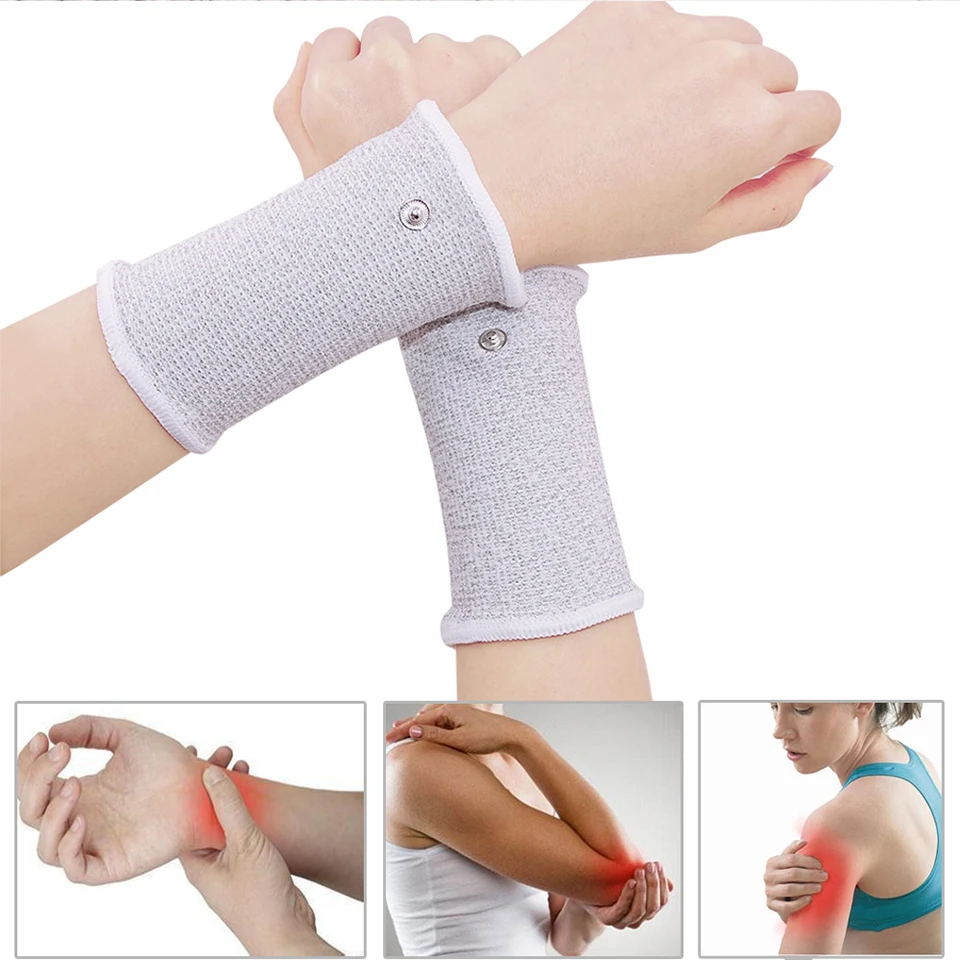 1 Set Conductive Silver Fiber TENS / EMS Electrode Treatment Gloves + Socks + Wrist Pads + Cable for Meridian Acupressure Device