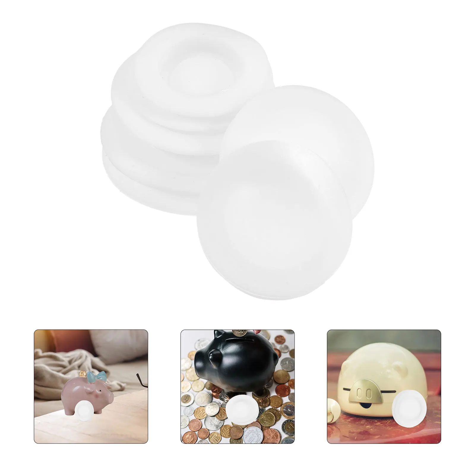 5pcs Round PVC Plug Stopper for Piggy Bank Jar Insert Cover Replacement Black Saving Box Stoppers Round Rubber Caps Key Storage