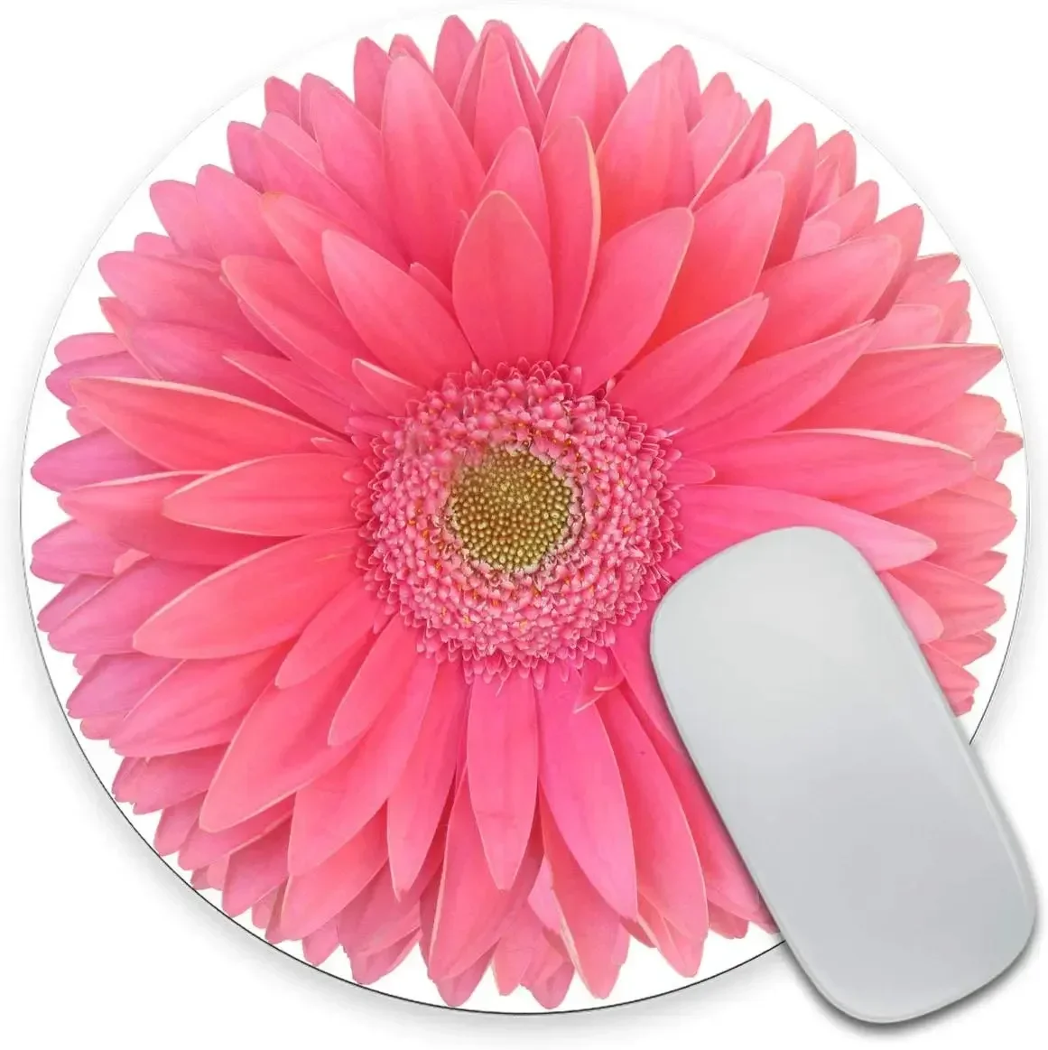Rectangular gaming mouse Round mouse pad Mouse Pad, Isolatd Bright Pink Gerbera Daisy Flower Round Mousepad, Non-Slip Rubber