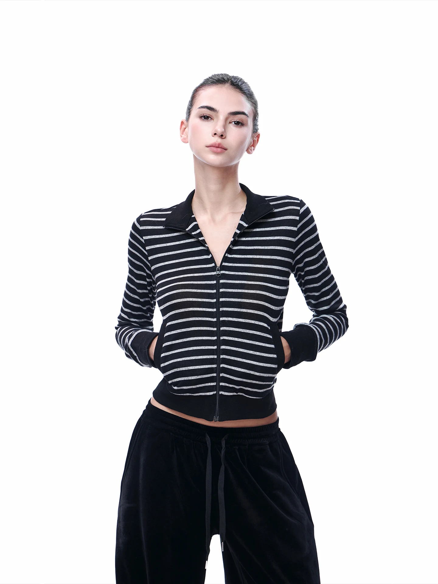 

Женская трикотажная кофта JLAUNT в полоску, свободного кроя, с длинными рукавами, повседневная, весенняя, приталенная, в американском ретро-стиле, полосатый топ