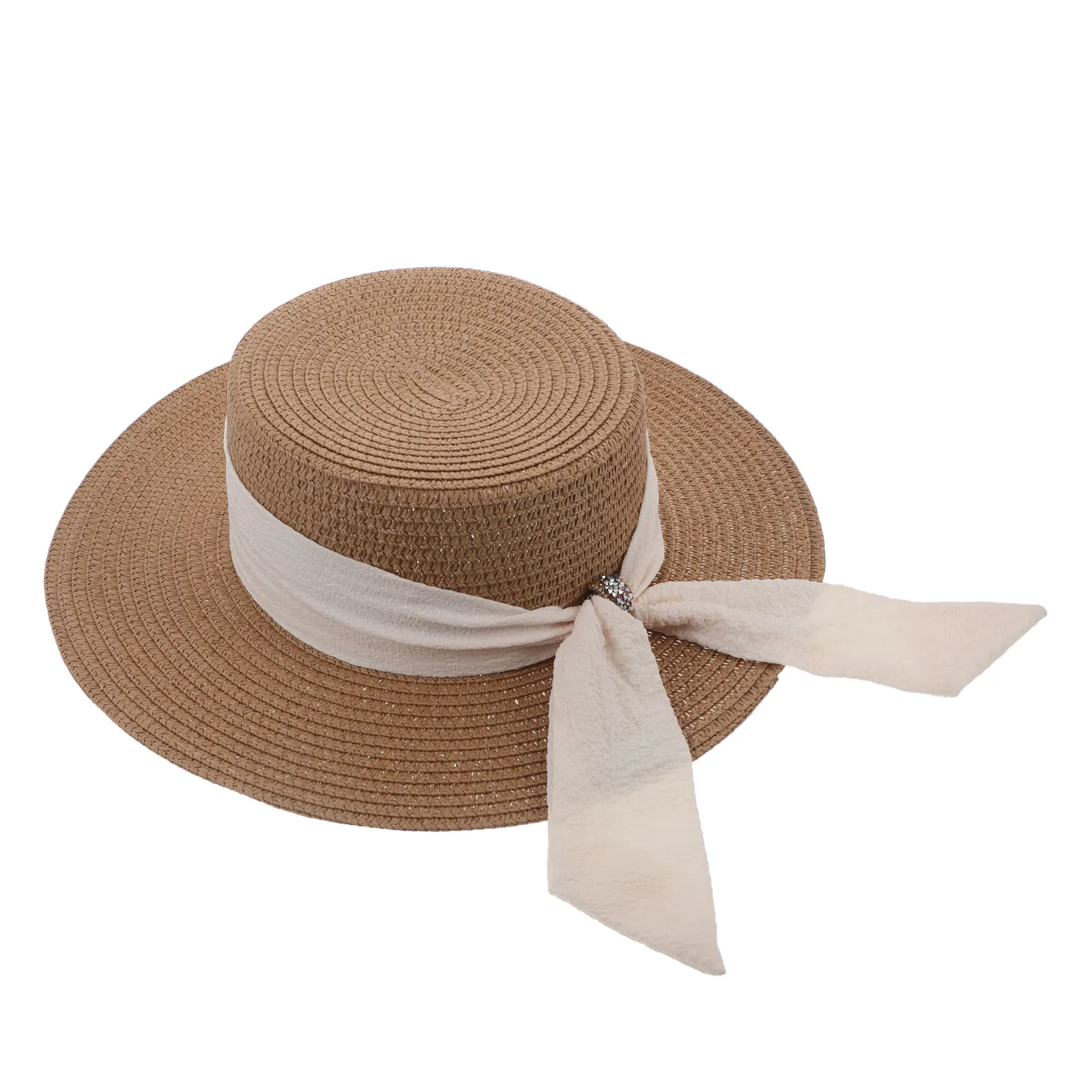 Wide Brimmed Sun Hat Women Khaki Vacation Beach Hat Uv Protection Breathable Straw Outdoor Travel Picnic Pool Party