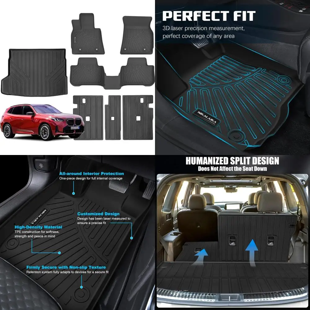 

Floor mats & Trunk Mat & Backrest Mat Compatible with 2025 2026 BMW X3 M50/30 xDrive, Cargo mat All Weather TPE Protection Water