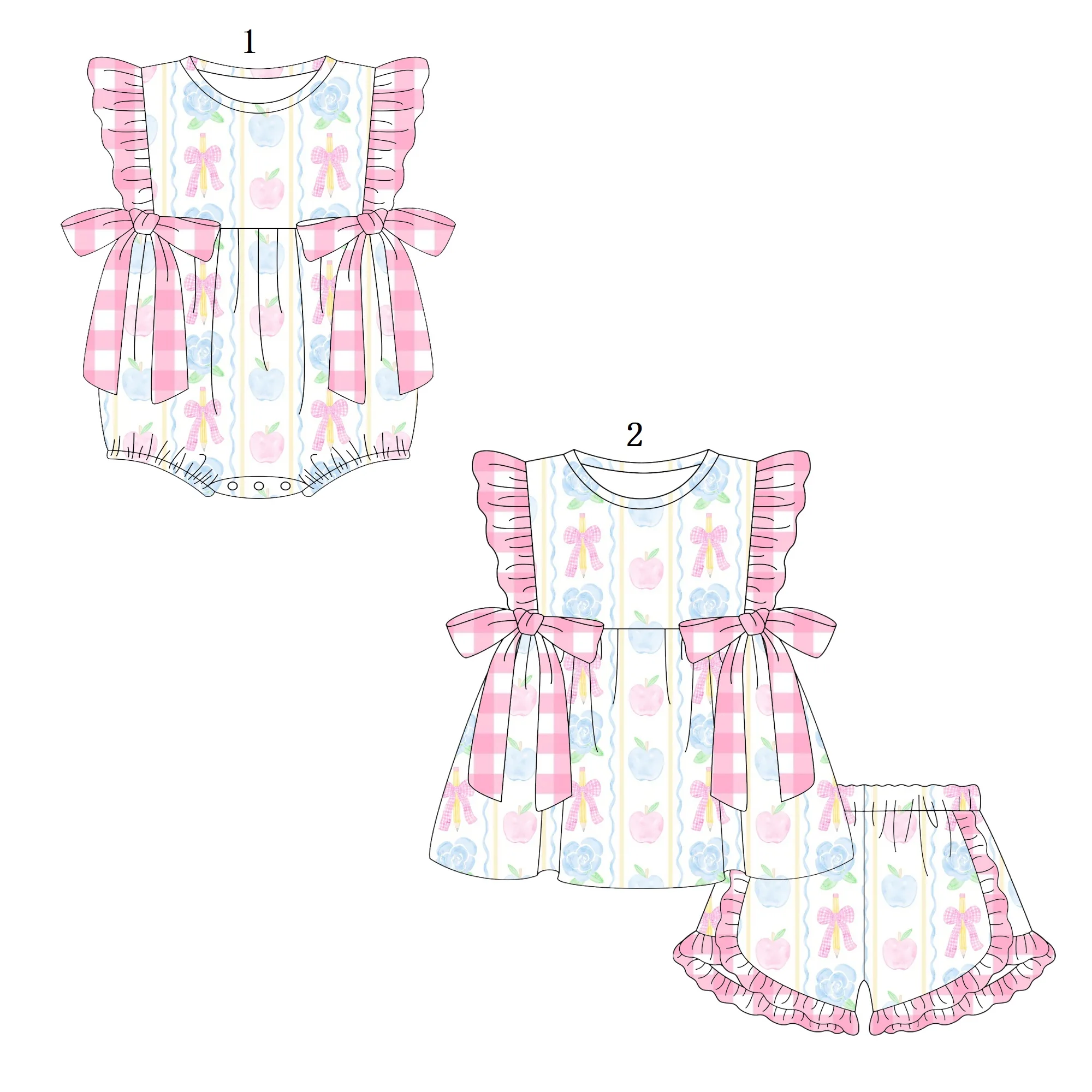 

New Boutique children's clothing back to school baby girl suits sibling romper outfit for kids for girls sets