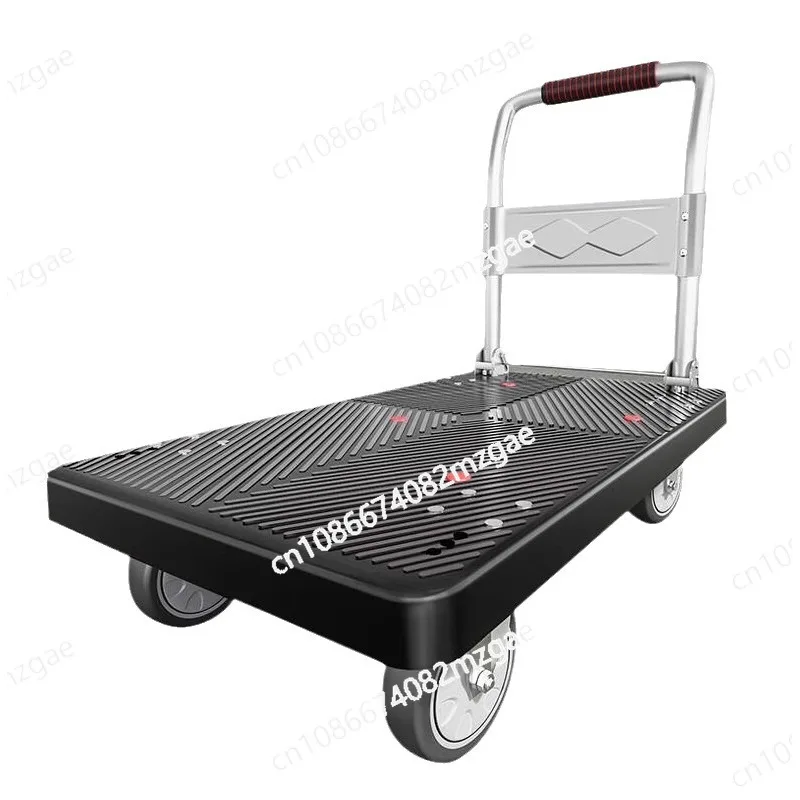 

Silent four-wheel flatbed truck folding pull truck handling trolley shopping moving