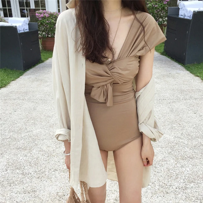 

Женский слитный купальник для похудения с эффектом пуш-ап, термокупальник для плавания, в стиле Small Fraance, для отдыха на побережье