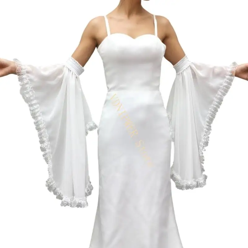 Decorative Arm Sleeves with Lace Trim Elastic Cuffs Arm Covers For Wedding Party D08E