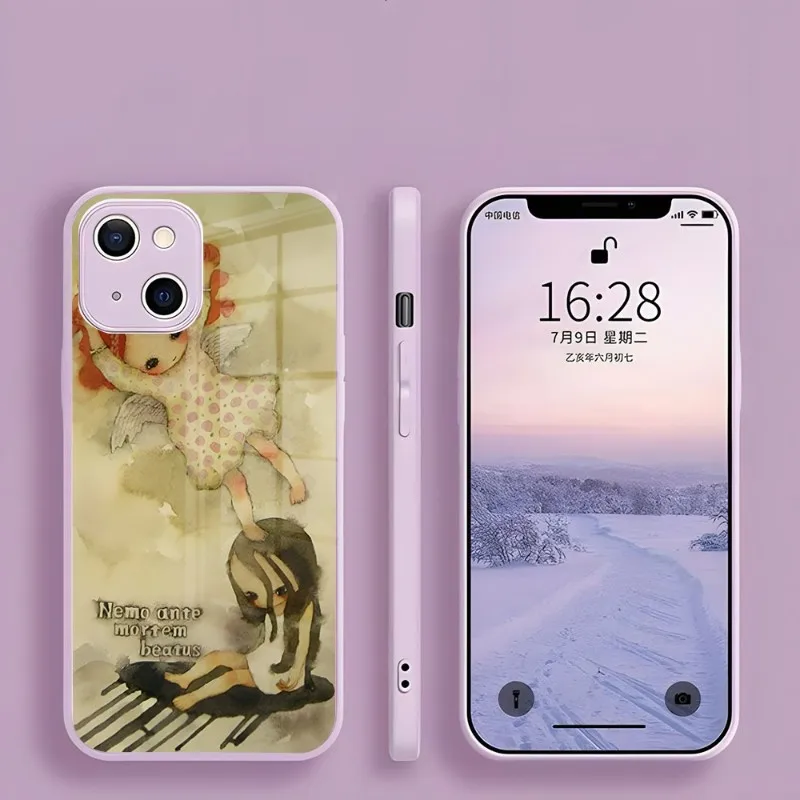 Selling Aya Takano Phone Case For Iphone 15 14 13 Pro Max 12 11 Xr X Xs Mini 6 7 8 Plus Se Glass Purple Cover