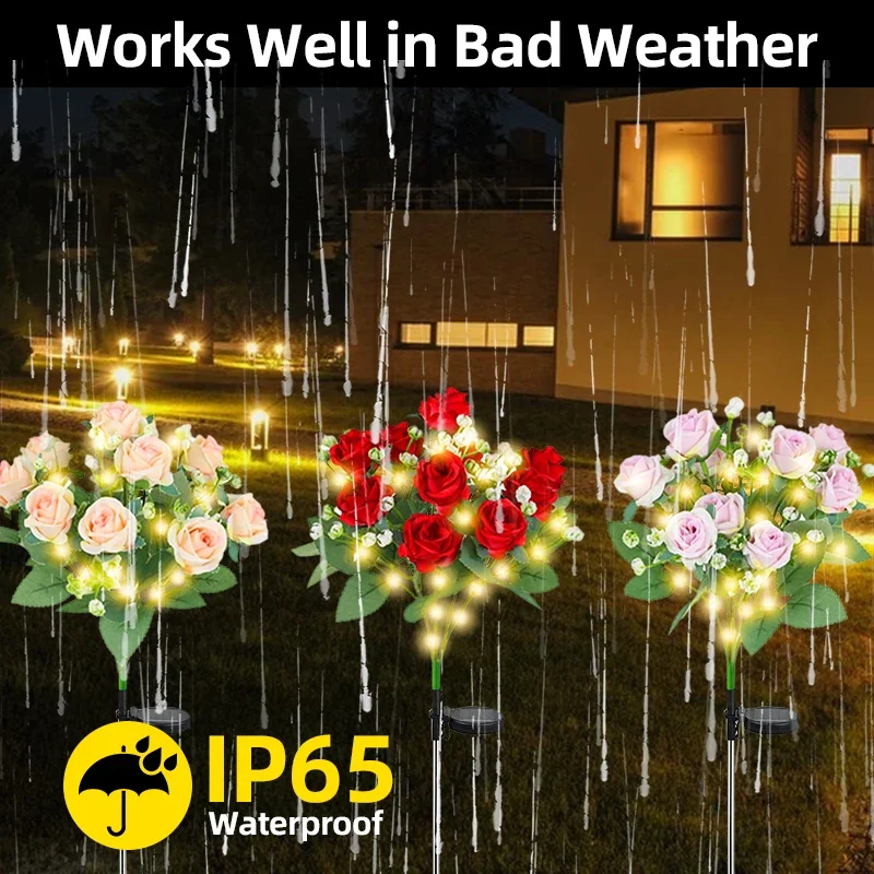 LED Solar Light Waterproof Azalea Solar Flowers Lamp Outdoor decorativo per giardino Yard Lawn Path Lighting Holiday Wedding Decor