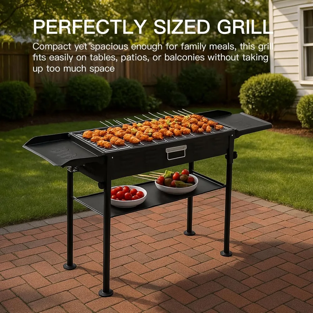 

35’’ Portable Charcoal Grill Folding BBQ Grill for Outdoor Grilling Cooking Camping Hiking Picnics Tailgating Backpacking Party
