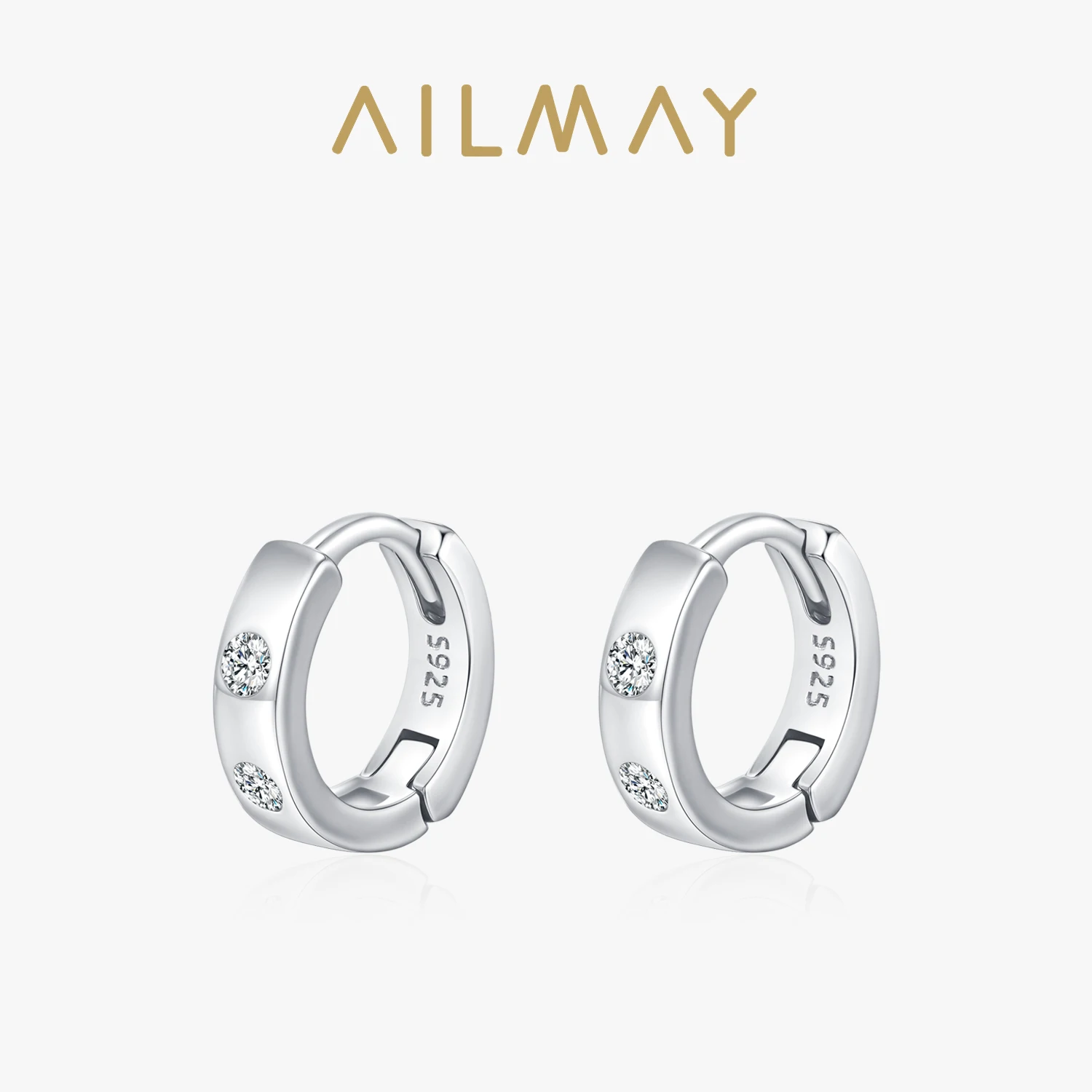 

Ailmay 925 Sterling Silver Round Zircon Hoop Earrings Elegent Jewelry for Women Everyday, Vacation And Dating Wear
