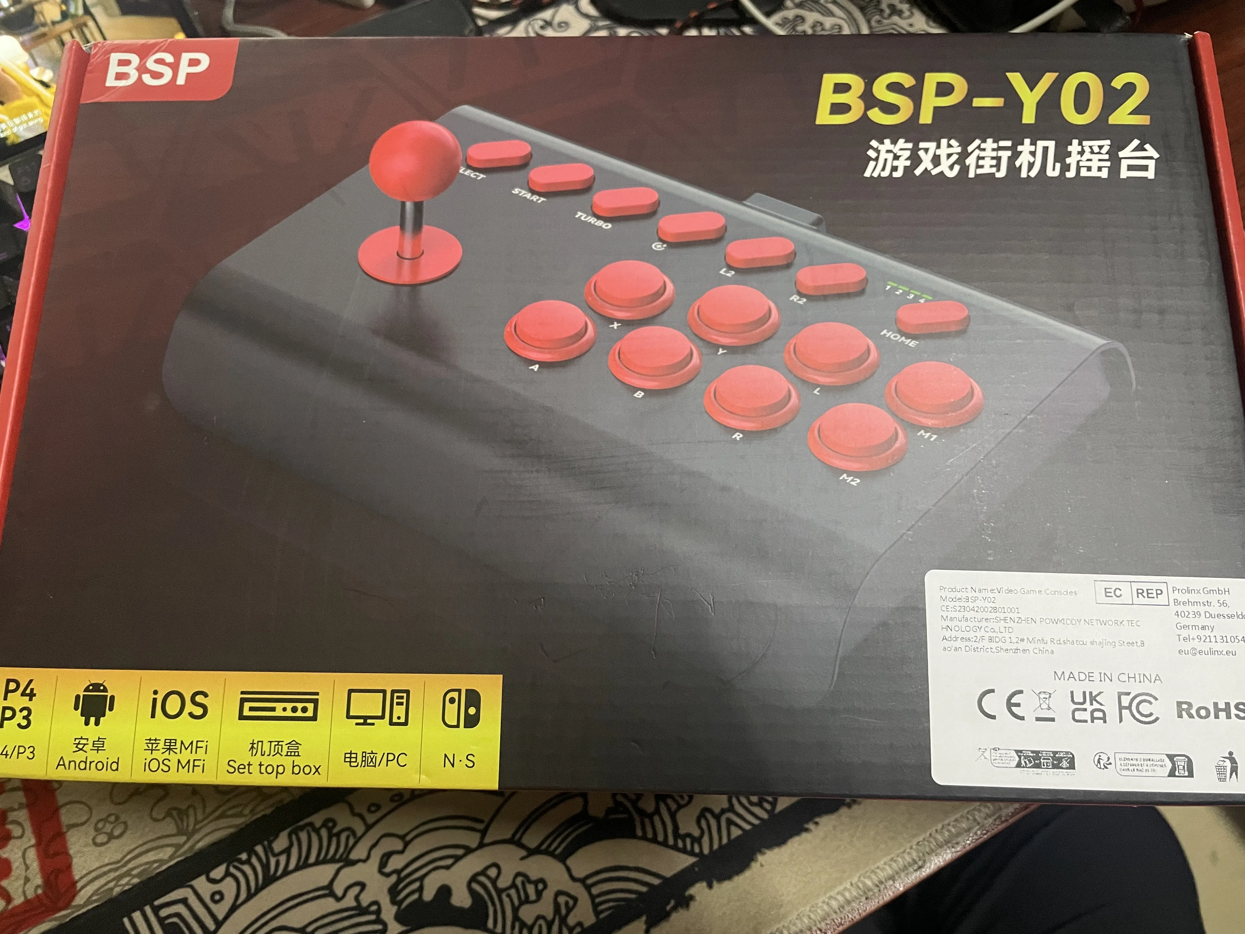 

Y02 Arcade Joystick for PS4/PS3/Xbox One/Switch OLED/Android/IOS Wired Wireless Street Fighter Controller w Macro/Turbo Function