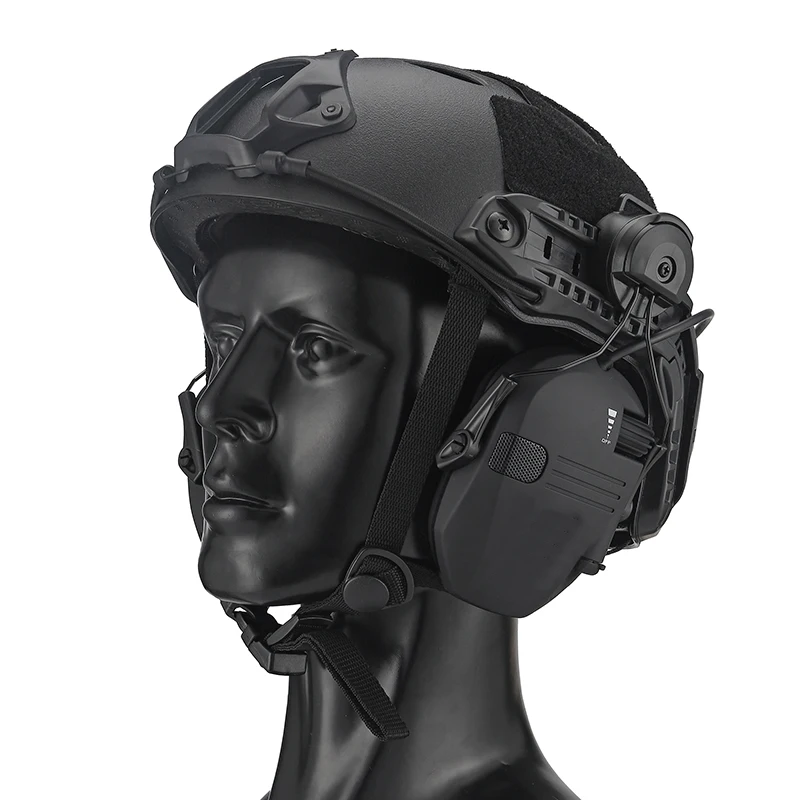 غطاء للأذنين مثبت على خوذة نشطة لإطلاق النار، حماية السمع الإلكترونية، حماية الأذن، تقليل الضوضاء، سماعة رأس للصيد النشط