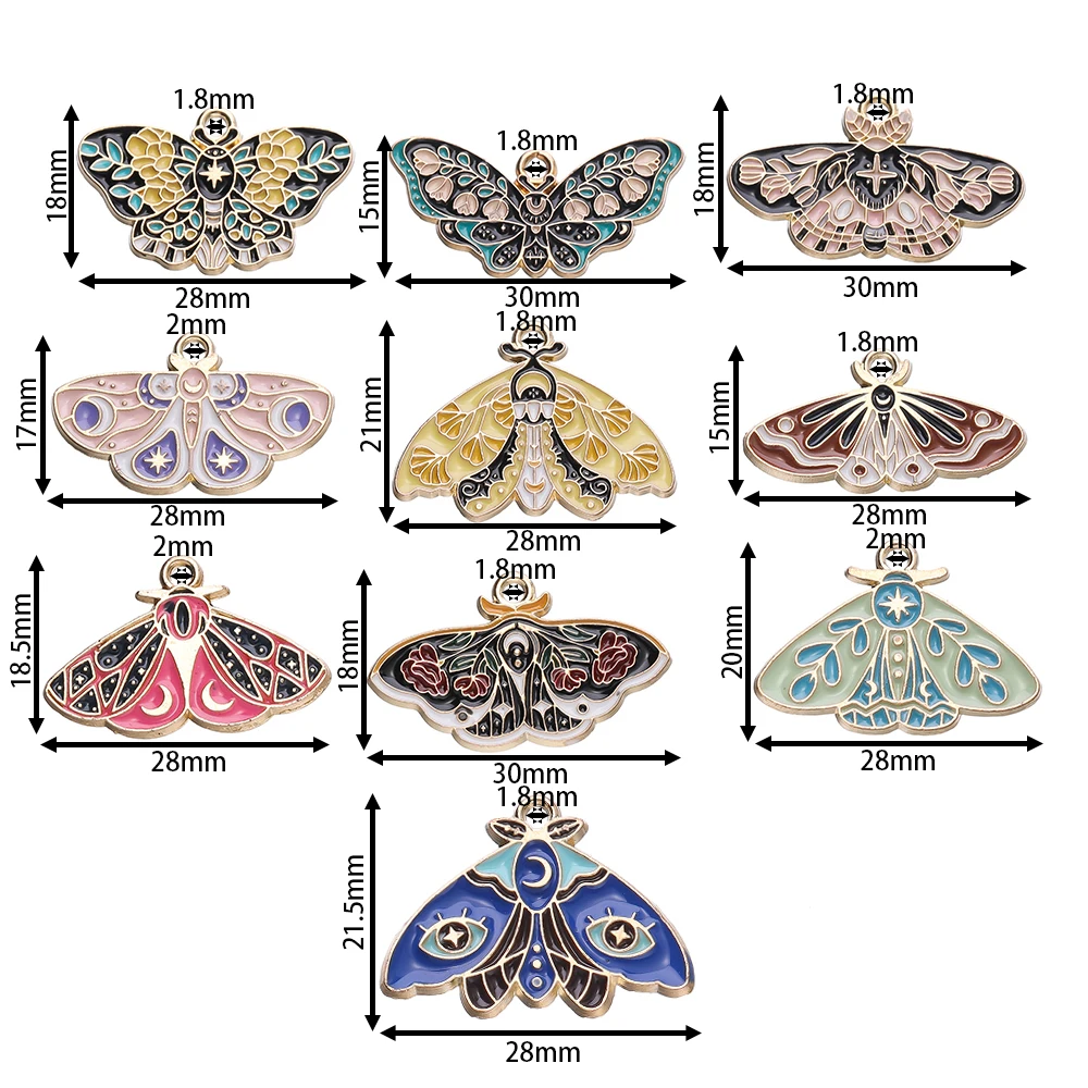 10Pcs/lot Drop Oil Alloy Metal Butterfly Charms Animal Pendants For DIY Bracelet Necklace Jewelry Making Accessories