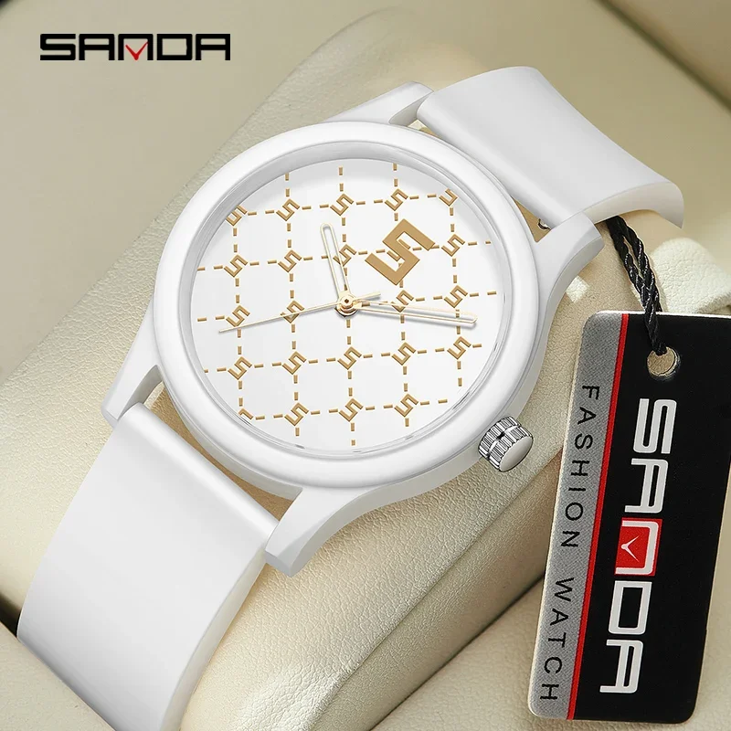 

Sanda 3219 New Rainbow Grid Junior High School Students Male and Female Minimalist Fashion Trend Waterproof Detachable Watch