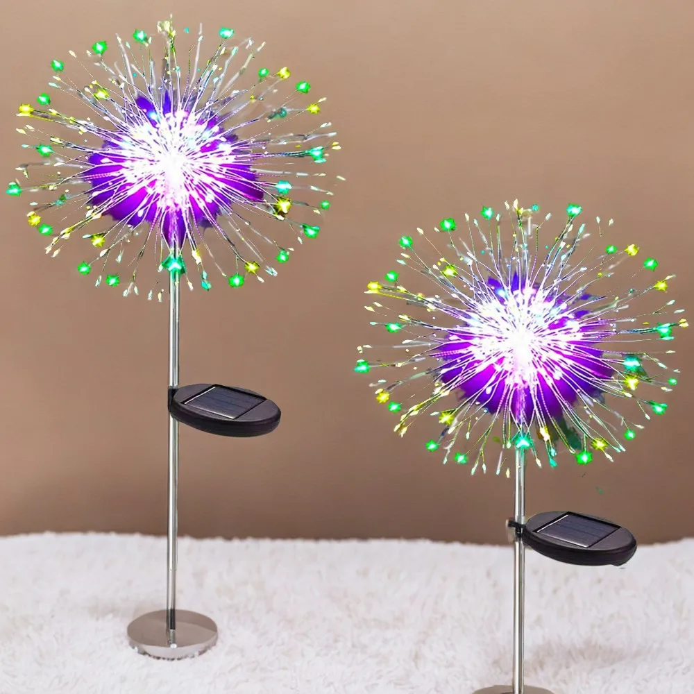 Stunning Solar Powered Dandelion Globe Fireworks Lights - Beautiful Solar Lights for Garden Lawn Landscape - Gorgeous Solar Ligh