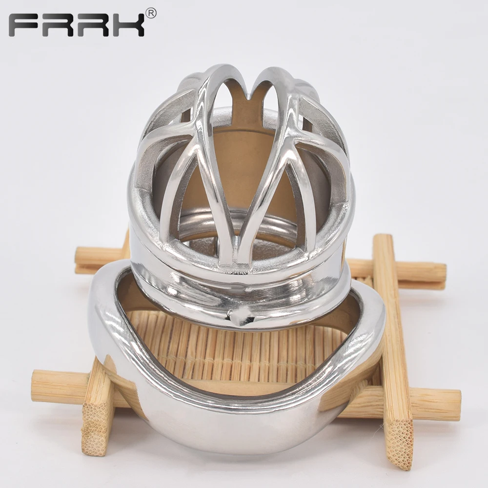 FRRK Metal Penis Cage Stainless Steel Male Chastity Belt Bondage Gear Sex Ring BDSM Cockring Men Stretching Erotic Toys Shop