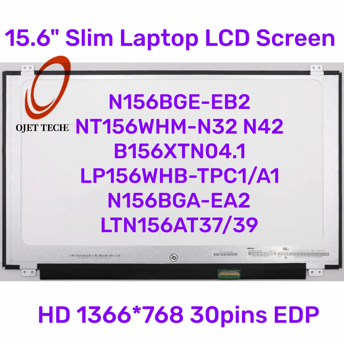 Ekran LCD do laptopa 15,6 cala, cienki, 30-pinowy, model N156BGA-EA2, kompatybilny z N156BGA-EB2, N156BGE-EA2, B156XTN07.0, B156XTN07.1, N156BGE-E31, E41, EAA, E32, eDP