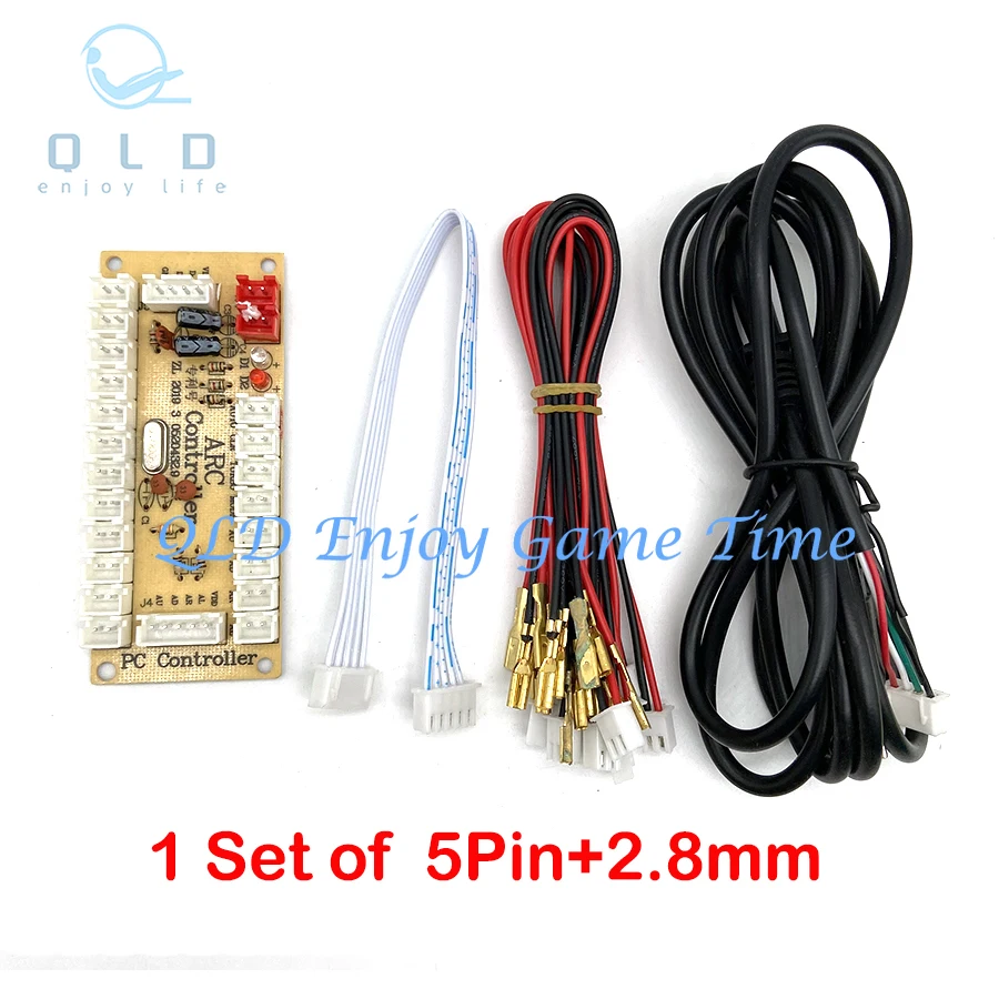 

Zero Delay USB Encoder for Arcade Cabinet, DIY Kit, 5V, LED Push Button, 4.8mm Joystick, 1/2 Player, COIN USB to PC,Raspberry Pi