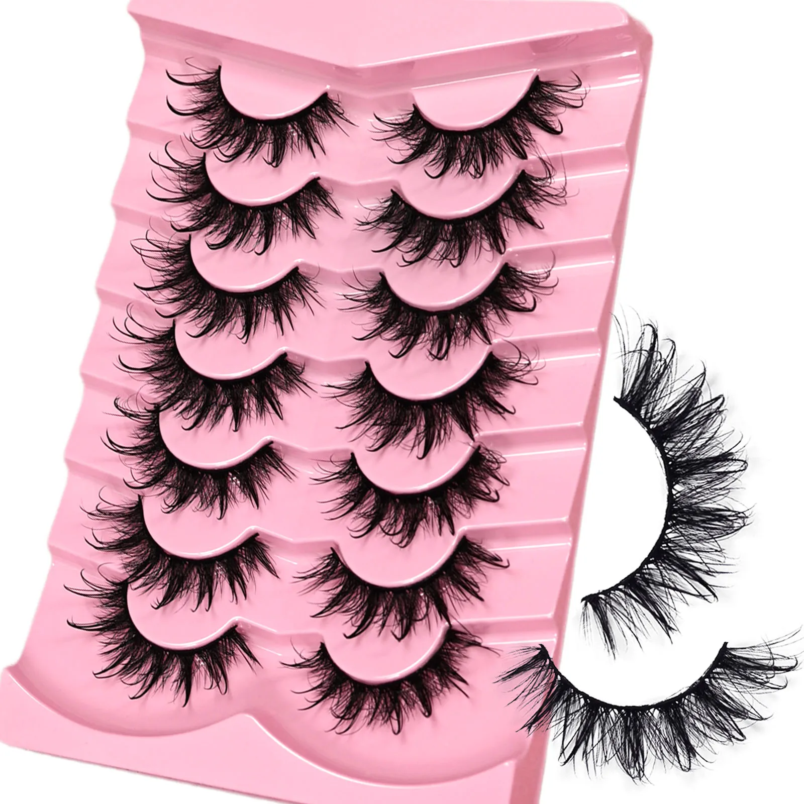 7 Pairs Reusable Eyelashes, Spiky Thick Manga Lashes, Dramatic Wispy False Lashes for Cosplay Makeup